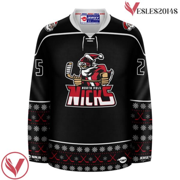 Christmas North Pole Hockey Nicks Blackout Holiday Hockey Jersey - Vesles2014S 2