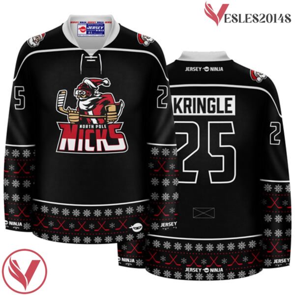 Christmas North Pole Hockey Nicks Blackout Holiday Hockey Jersey - Vesles2014S