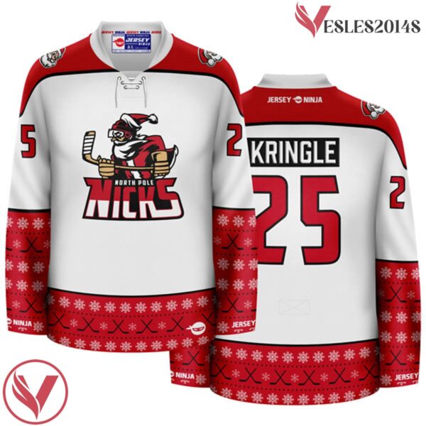 Christmas North Pole Hockey Nicks Whiteout Holiday Hockey Jersey - Vesles2014S