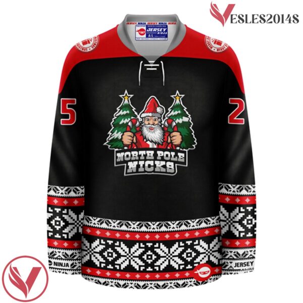 Christmas North Pole Nicks Black Holiday Hockey Jersey - Vesles2014S 2