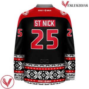 Christmas North Pole Nicks Black Holiday Hockey Jersey - Vesles2014S 3