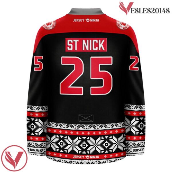 Christmas North Pole Nicks Black Holiday Hockey Jersey - Vesles2014S 3