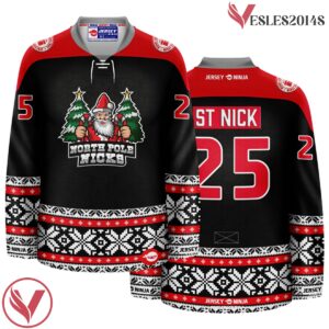 Christmas North Pole Nicks Black Holiday Hockey Jersey - Vesles2014S