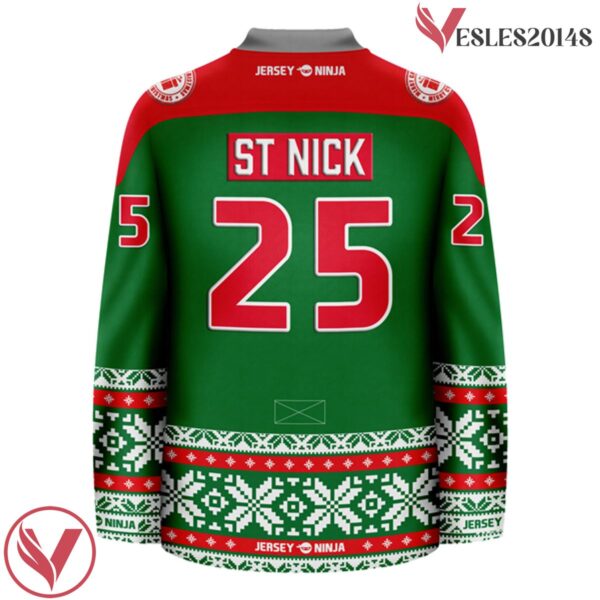 Christmas North Pole Nicks Green Holiday Hockey Jersey - Vesles2014S 3