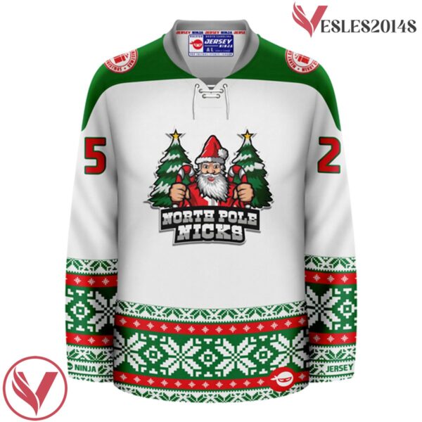 Christmas North Pole Nicks White Holiday Hockey Jersey - Vesles2014S 2
