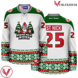 Christmas North Pole Nicks White Holiday Hockey Jersey - Vesles2014S