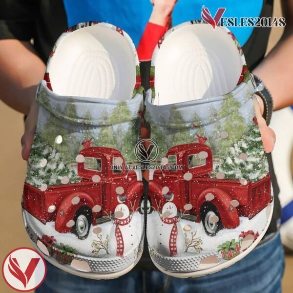 Christmas Red Truck Classic Clogs Shoes, Unique Gift From  Vesles2014S