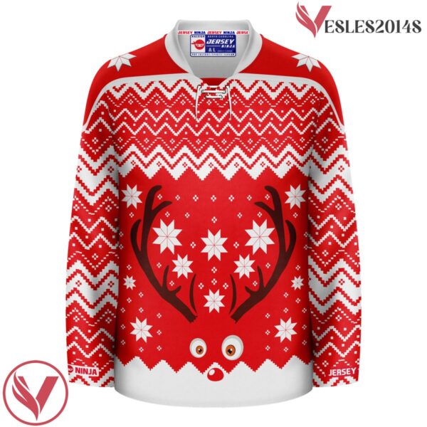 Christmas Rudolph the Red Nosed Reindeer Ugly Sweater Hockey Jersey - Vesles2014S 2