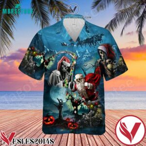 Christmas Santa Claus Skull Hawaiian Shirt, Unique Gifts For Friends - Vesles2014S 1