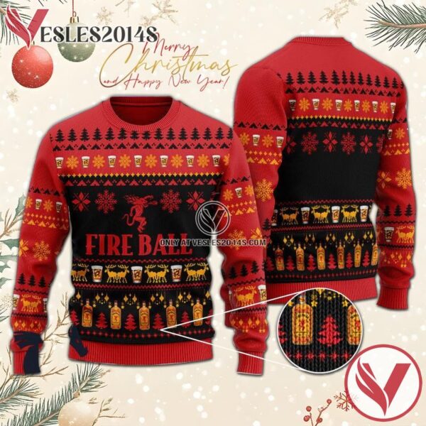 Christmas Scenes With Fireball Whisky Ugly Sweater, Unique Winter Outfits For Fans - Vesles2014S  1
