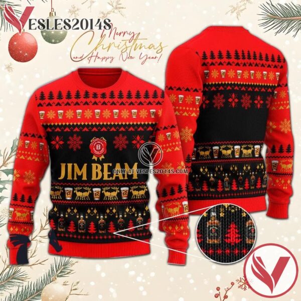 Christmas Scenes With Jim Beam Bourbon Ugly Sweater, Unique Winter Outfits For Fans - Vesles2014S  1
