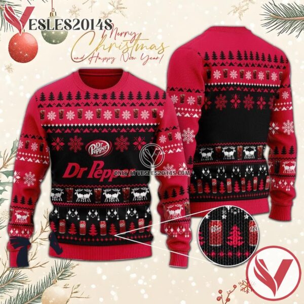 Christmas Scenes With Red Dr Pepper Ugly Sweater, Unique Winter Outfits For Fans - Vesles2014S  1