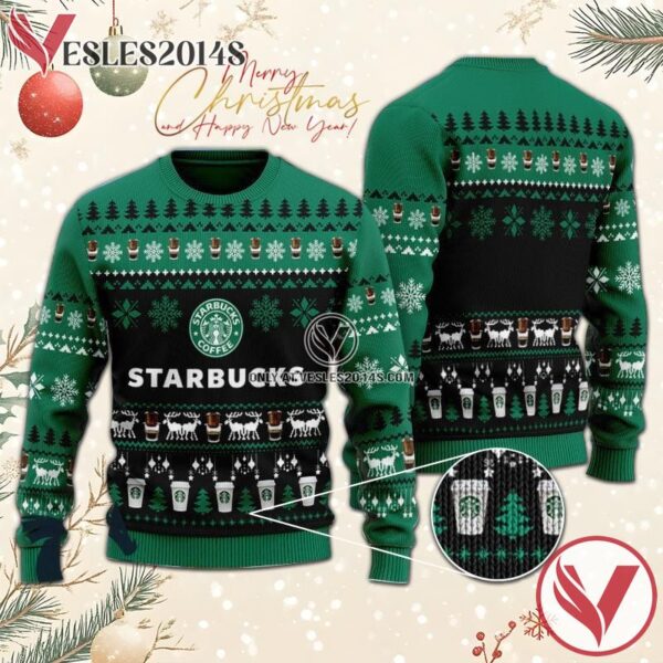 Christmas Scenes With Starbucks Coffee Ugly Sweater, Unique Winter Outfits For Fans - Vesles2014S  1