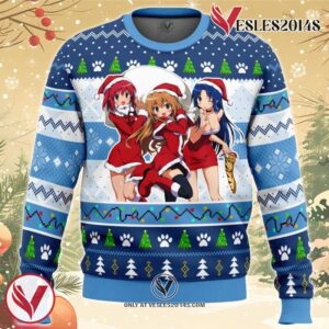 Christmas Taiga, Minori and Ami Toradora Ugly Christmas Sweater, Unique Christmas Gift For Fans - Vesles2014S
