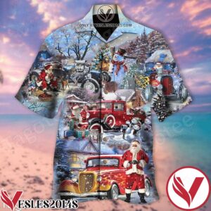 Christmas Theme Santa Claus Hawaiian Shirt And Short, Unique Gifts For Friends - Vesles2014S 1