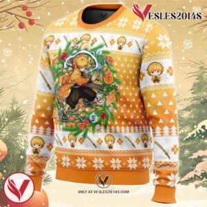Christmas Zenitsu Agatsuma Demon Slayer Ugly Christmas Sweater, Unique Christmas Gift For Fans - Vesles2014S 1