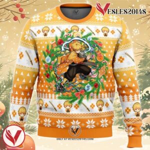 Christmas Zenitsu Agatsuma Demon Slayer Ugly Christmas Sweater, Unique Christmas Gift For Fans - Vesles2014S