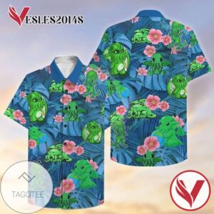 Chthulu Print Short Sleeve Hawaiian Casual Shirt Vesles2014S 1