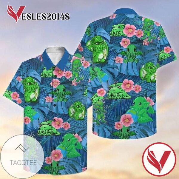 Chthulu Print Short Sleeve Hawaiian Casual Shirt Vesles2014S