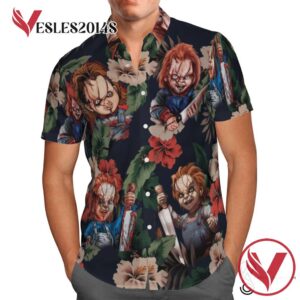 Chucky Hibicus Horror Halloween Casual Beach Full Printing Hawaiian Shirt Vesles2014S