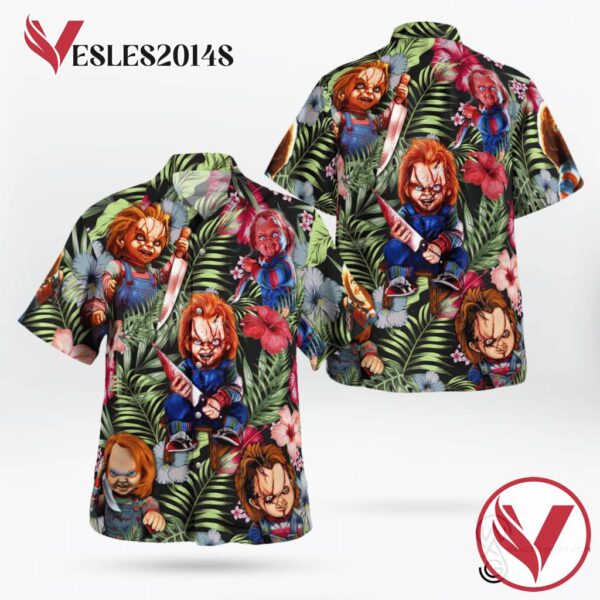 Chucky Just Wanna Have Fun Scream Halloween Casual Beach Full Printing Hawaiian Shirt Vesles2014S