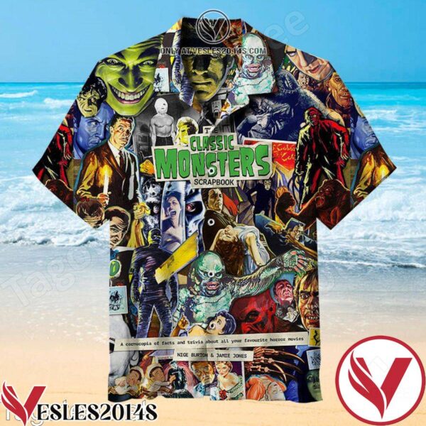 Classic Monsters Scrapbook Hawaiian Shirt, Unique Gifts For Friends - Vesles2014S 1