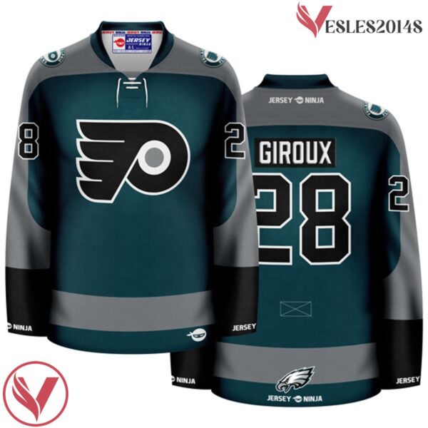 Claude Giroux Philadelphia Flyers And Eagles Mashup Green  Jersey, Gift For Football Fans - Vesles2014S