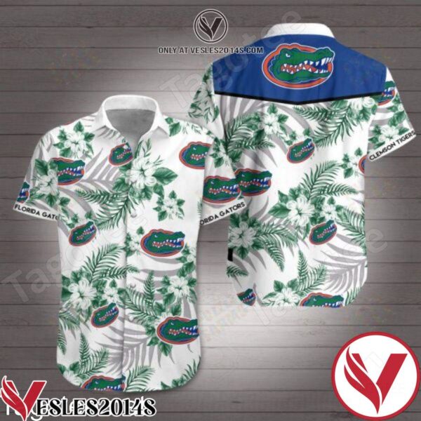 Clemson Tigers Florida Gators Green Tropical Pattern Hawaiian Shirt, Unique Gifts For Friends - Vesles2014S 1