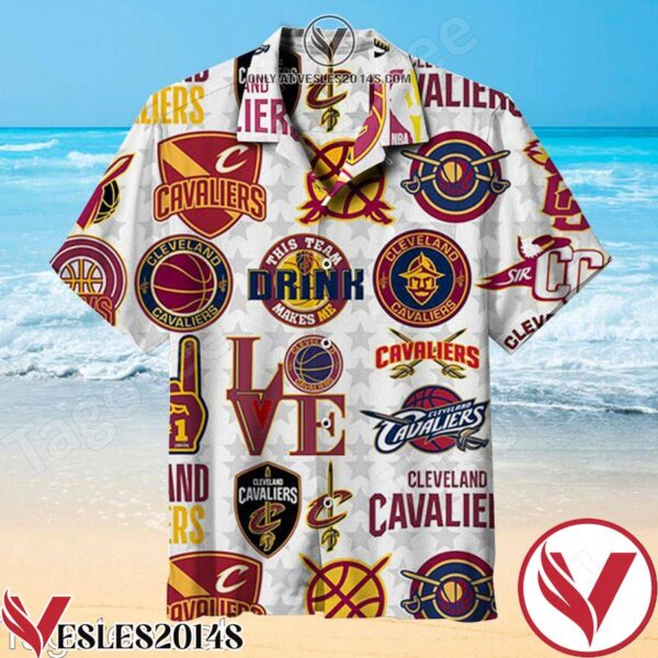 Cleveland Cavaliers Grey Stars White Background Hawaiian Shirt, Unique Gifts For Friends - Vesles2014S 1