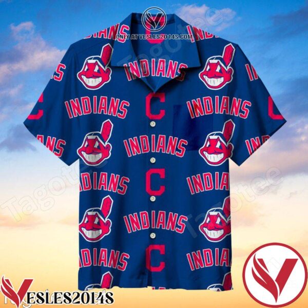 Cleveland Indians 1979 And 2013 Logo Navy Hawaiian Shirt, Unique Gifts For Friends - Vesles2014S 1