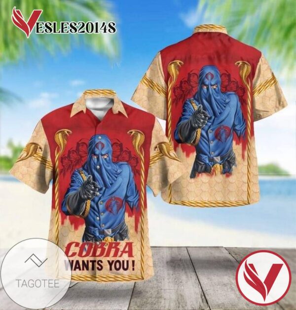 Cobra Commander Cobra Wants You Print Short Sleeve Hawaiian Casual Shirt Vesles2014S 1
