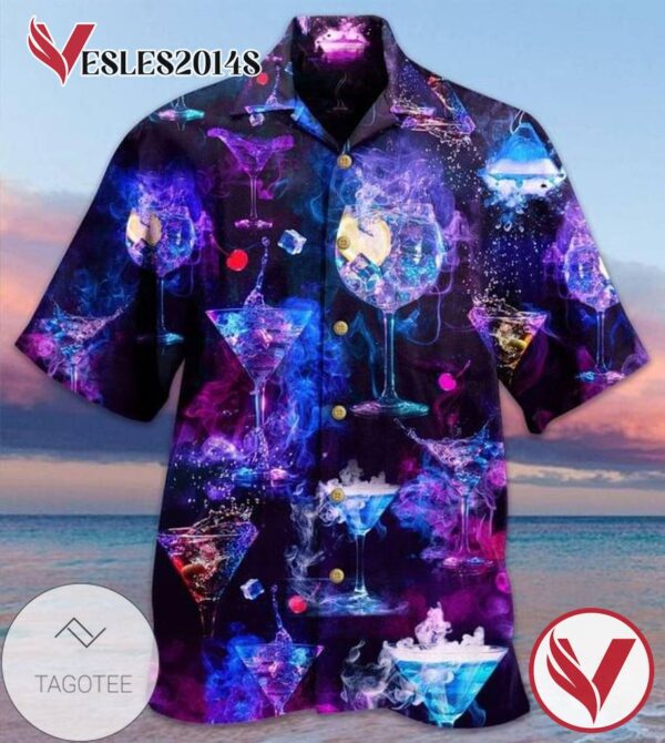 Cocktail Print Short Sleeve Hawaiian Casual Shirt Vesles2014S 1
