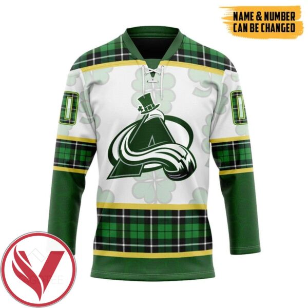 Colorado Avalanche St Patrick Day Custom Name Custom Number Hockey Jersey, Trending Gifts For Fans - Vesles2014s