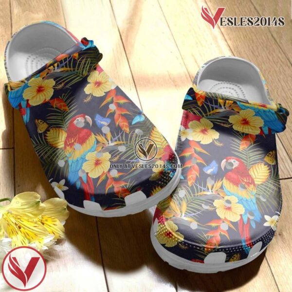 Colorful Parrot Among Exotic Flowers Shoes Clog Gifts For Women Girl, Unique Gift From  Vesles2014S
