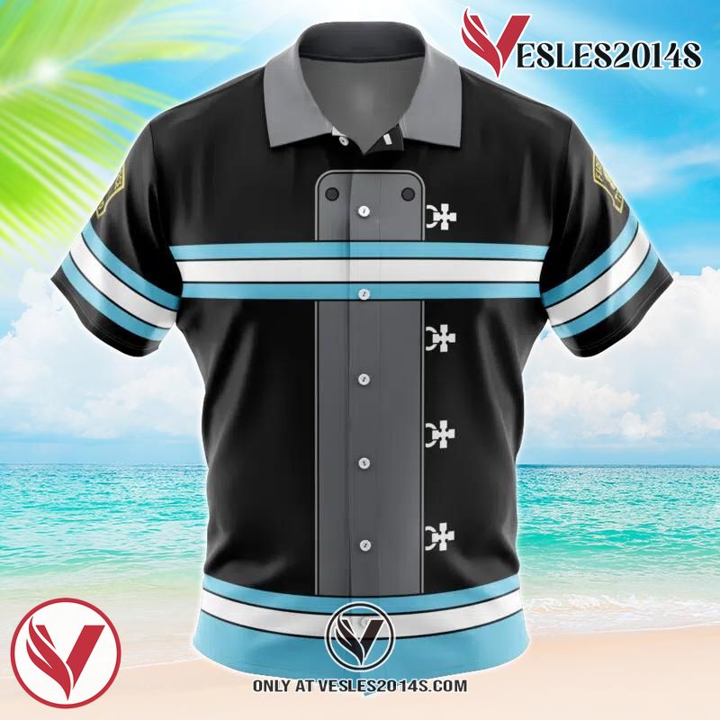 Company 8 Fire Force Hawaiian Button Up Shirt, Perfect Gifts For Anime Lovers - Vesles2014S