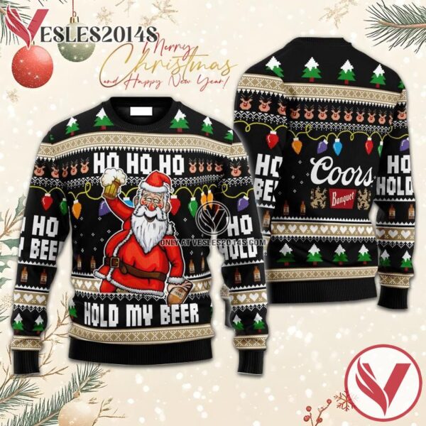 Coors Banquet Black Hold My Beer Ugly Sweater, Unique Winter Outfits For Fans - Vesles2014S  1
