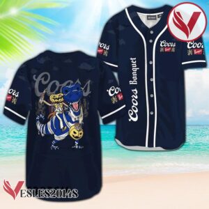 Coors Banquet Blue Halloween Dinosaur Baseball Jersey, Perfect Gifts For Fans - Vesles2014S