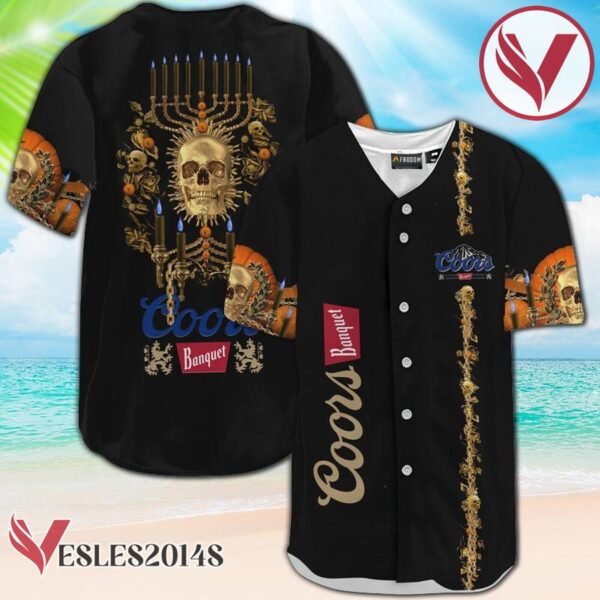 Coors Banquet Golden Skull And Pumpkin Baseball Jersey, Perfect Gifts For Fans - Vesles2014S