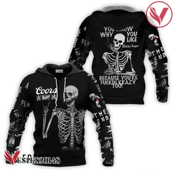 Coors Banquet Rock And Roll Skeleton Skull Hoodie & Zip Hoodie - Vesles2014S