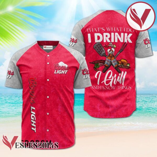 Coors Light Pink I Drink I Grill Baseball Jersey, Perfect Gifts For Fans - Vesles2014S
