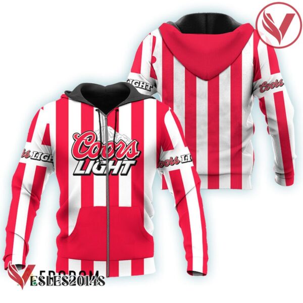 Coors Light Red Vintage Striped Hoodie & Zip Hoodie - Vesles2014S 1