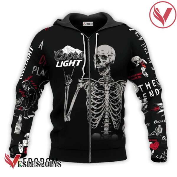Coors Light Rock And Roll Skeleton Skull Hoodie & Zip Hoodie - Vesles2014S 2