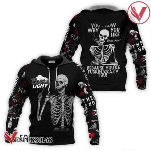 Coors Light Rock And Roll Skeleton Skull Hoodie & Zip Hoodie - Vesles2014S