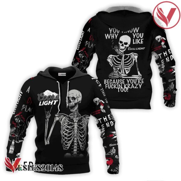 Coors Light Rock And Roll Skeleton Skull Hoodie & Zip Hoodie - Vesles2014S