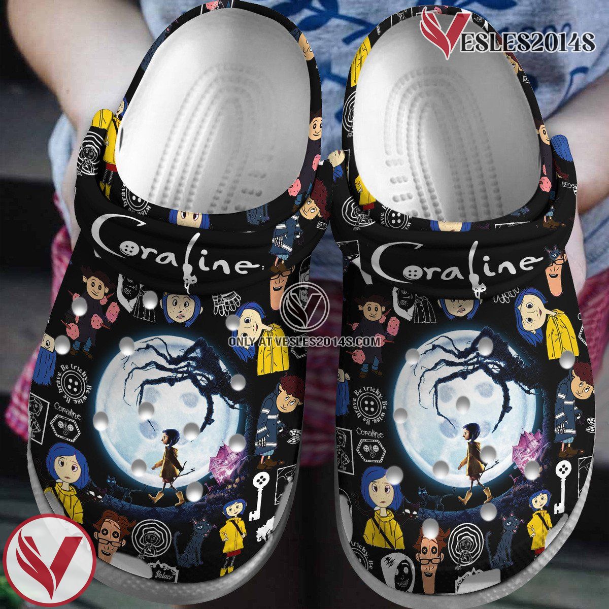 Coraline Cartoon Crocs Crocband Clogs Shoes Comfortable For Men Women and Kids Style 1, Unique Gift From Vesles2014S