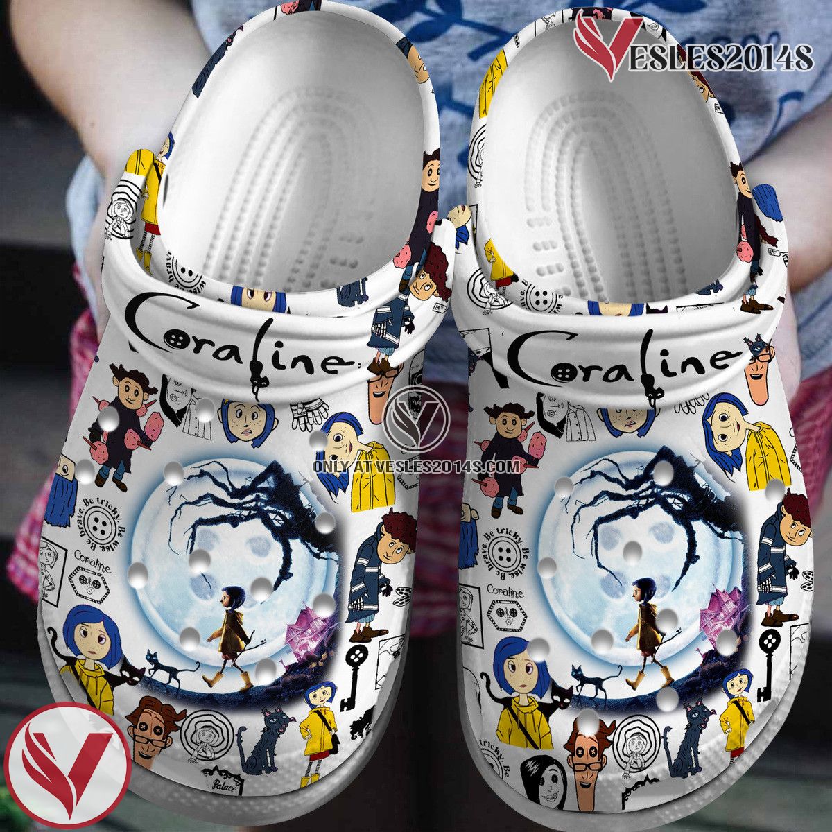 Coraline Cartoon Crocs Crocband Clogs Shoes Comfortable For Men Women and Kids Style 2, Unique Gift From Vesles2014S