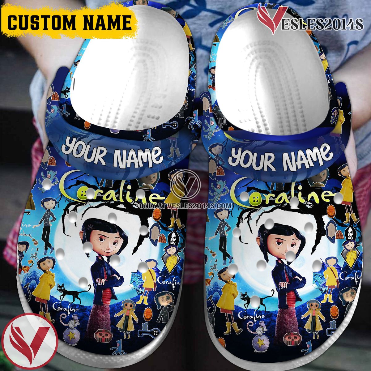 Coraline Cartoon Crocs Crocband Clogs Shoes Comfortable For Men Women and Kids Style 3, Unique Gift From Vesles2014S