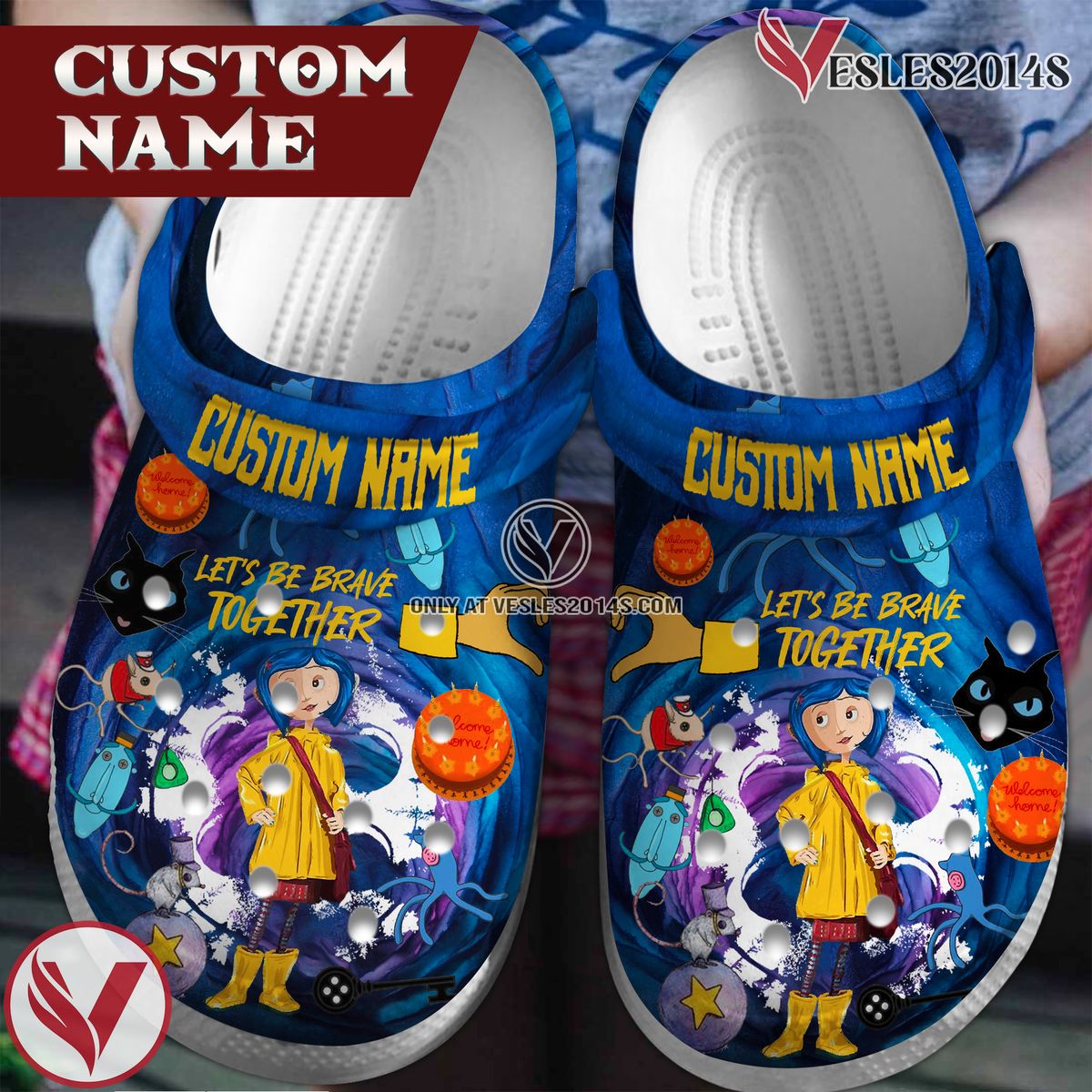 Coraline Cartoon Crocs Crocband Clogs Shoes Comfortable For Men Women and Kids Style 4, Unique Gift From Vesles2014S