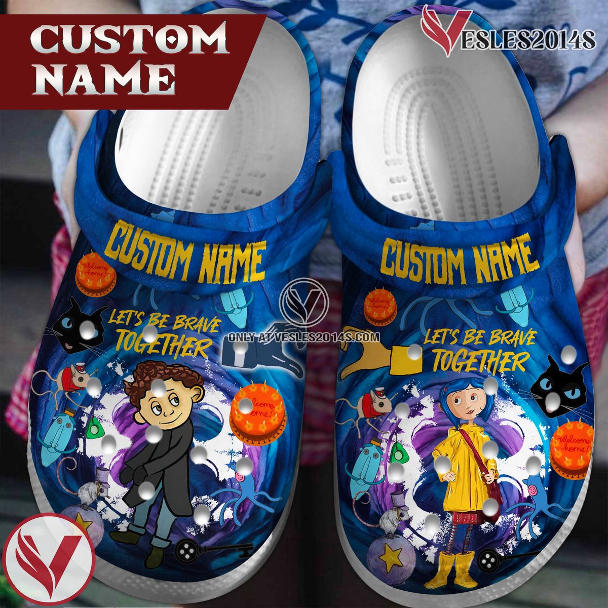 Coraline Cartoon Crocs Crocband Clogs Shoes Comfortable For Men Women and Kids Style 6, Unique Gift From Vesles2014S