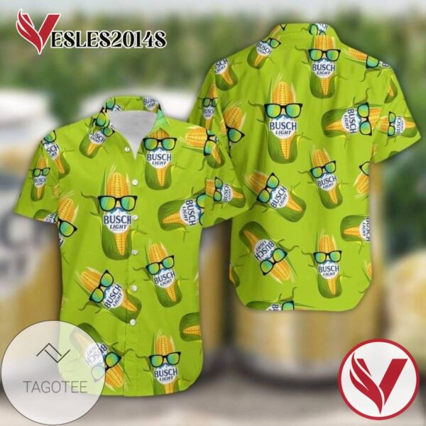 Corn Busch Light Green Print Short Sleeve Hawaiian Casual Shirt Vesles2014S